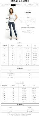Jeans Size Chart Womens World Of Reference