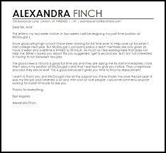 Part Time Job Resignation Letter Example Letter Samples Templates