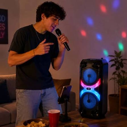 Bocina Torre con 3 parlantes de 8 pulgadas ‼️ 🪄Bocina torre🪩 ✓Batería de  larga duración 4.500mh ✓Bocina torre en caja ✓2 Micrófono inalambrico ✓1  Cable de carga ✓1Control remoto ⚠️Funciones: ✓USB, Radio,
