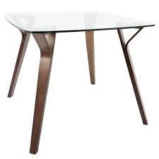 Mid century modern glass dining table. Lumisource Folia Mid Century Modern Walnut Square Dining Table With Clear Glass Top Dt Folia Wl Cl The Home Depot