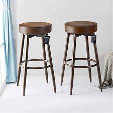 Mecor metal bar stools set of 4 w/removable backrest. Dyh Metal Bar Stools Set Of 2 Swivel Chocolate Kitchen Counter Stool Adjustable Industrial Round Barstool Brown Bar Chairs 24 Or 29 Inch For Counter Pub Height Buy Online At Best Price