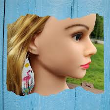 Flamingo Delica Seed Bead 2 Drop Brick Stitch Earring Pattern