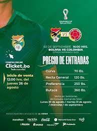 Confirmed lineups for copa america 2021 matchday 1 paraguay and bolivia will face each other for matchday 1 of the copa america 2021 at estadio olímpico pedro ludovico teixeira in goiânia. Eliminatorias Precios De Las Entradas Para Ver A Bolivia Vs Colombia Deredes Tv