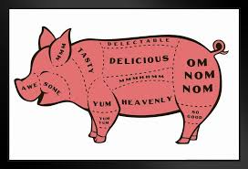 Tasty Pig Cuts Butcher Chart Humor Framed Poster 20x14 Inch