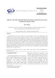 Pdf Impact Of Job Satisfaction On Public Service Quality Evidence From Syria