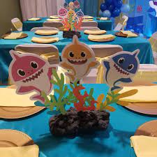 Baby Shark Birthday Party Catchmyparty Com Shark Themed Birthday Party Shark Theme Birthday Shark Party Decorations