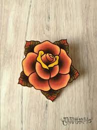 Traditional Rose Tattoo Brooch Etsy Traditional Rose Tattoos Traditional Tattoo Flowers Old School Rose