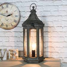 Vintage tilley lantern lamp x 246 converted to electric table lamp red & gold. Antique Wooden Miners Lantern Style Table Lamp