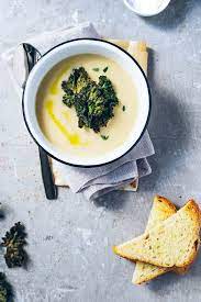 Potato Leek Soup With Salt Vinegar Crispy Kale Potato Leek Soup Leek Soup Potato Leek Soup Leeks