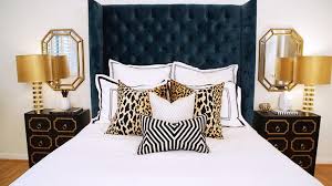Shop bedroom pendant lighting at lumens.com. Navy Blue Wingback Bed With Leopard Pillows Hollywood Regency Bedroom