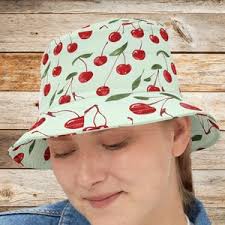 Cherry Print Bucket Hat, Crochet Sun Hat, Rockabilly Festival Hat, Pink or  Custom Colour Summer Hat, Cottagecore Aesthetic, Kawaii Fruit Hat