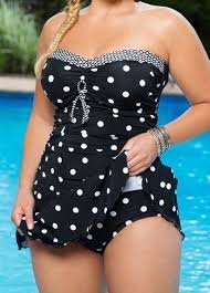 Dots Print Swimwear Women Two Piece Plus Size Swimsuit Vintage Retro Bathing Suit Skirt Swimsuit Women S Plus Size Swimwear Plus Size Swimwear Plus Size Bikini