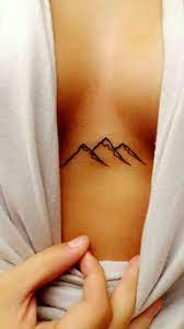 Minimalist Mountain Range Sternum Tattoo Tattoos Minimalist Tattoo Trendy Tattoos