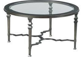 Made from wrought iron and glass, this coffee table will be a glamorous a rectangular top of clear safety glass has a metal frame. Alexvale Paragon H840911 Metal Round Cocktail Table With Glass Top Northeast Factory Direct Cocktail Coffee Tables