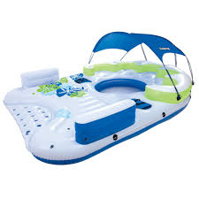 Besway X5 Canopy Island Giant Inflatable 7 Person Floating Raft Lounge Inflatable Floating Island River Float Floating Raft