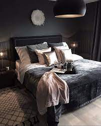 Cozy Mod Bedroom With Dark Gray Bedspread And Pink Accents Home Bedroom Bedroom Design Bedroom Inspirations