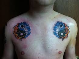 A cool yin yang tattoo for girls made of two elements: Fire And Water Yin Yang Tattoo Designs