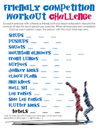 Friendly Competition Workout Challenge Workout Challenge Easy Workouts Workout For Beginners