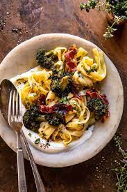 Roasted Broccoli Pasta Carbonara With Crispy Prosciutto And Whipped Ricotta Recipe In 2021 Carbonara Pasta Broccoli Pasta Roasted Broccoli