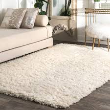 Wool area rug 4x6 ft handmade woven rectangle farmhouse rug / bedroom rug geometric braided boho classic carpet in ivory. Tuscan Wool Moroccan Shag Solid Ivory Rug
