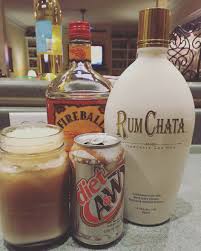 1 5 Fireball 1 5 Rum Chata Ice And Root Beer Or Diet For Less Calories Tastes Like A Root Beer Float Fireball Drinks Boozy Drinks Drinks Alcohol Recipes