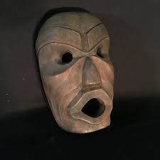 SAMSON ROBINSON, DARK WOOD HAND CARVED MASK, 13" TALL X 9" WIDE