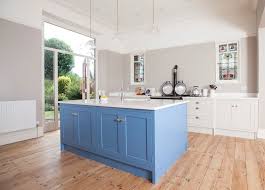 Cabinet painting seems to be at the height of popularity. Farrow And Ball Cook S Blue Island Adds An Injection Of Colour In This Victorian House Kitchen From Www Kitchen Flooring Cheap Kitchen Cabinets Kitchen Design