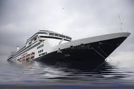 sea. modern cruise liner ship sinking