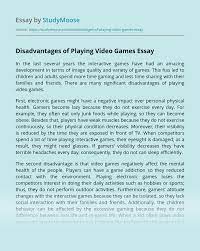 According to stastica.com1, as of 2013, the time in the following, i will be discussing the pros and cons of the video gaming world. Disadvantages Of Playing Video Games Free Essay Example