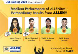 Jun 24, 2021 · jee mains 2021: Jee Main 2021 Result 4 Students Of Allen Career Institute Scored 100 Percentile My Exam Edublog Of Allen Career Institute