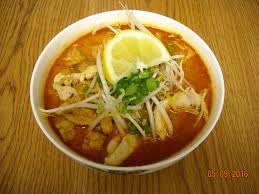 Includes chicken, cabbage, sausage, and bacon pieces stewed in a curry sauce. Singapore Curry Noodle Soup Sakura Asian Express