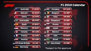 Fique por dentro do calendário de f1, por data e com toda a informação do início das partidas, cobertura na tv e mais. Calendario F1 2019 F1 Calendar Formula 1 Calendar
