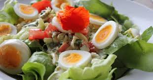 Gruner Salat Mit Eiern Tomaten Salatgurke Und Cremigen Dijomsenf Dressing Gruner Salat Lecker Kochen Salat