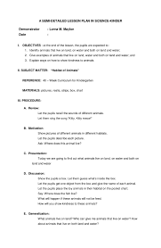 Lesson Plan Science Kinder Lesson Plan Examples Elementary Lesson Plan Template Kindergarten Science Lessons