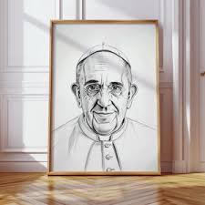 Pope Francis Wall Art, Pope Francis Drawing, Watercolor Wall Art, Spiritual  Home Decor