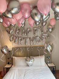 Let's take the classic birthday decorations up a huge notch with these fun and fancy diy balloon ideas! Bedroom Birthday Balloons 18th Birthday Decorations Surprise Birthday Decorations Birthday Room Decorations