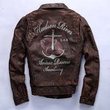 Aliexpress Com Buy Avirex Vintage Leather Jacket Men Anchors Pattern Badges Cowskin Bom Mens Leather Jacket Vintage Vintage Leather Jacket Leather Jacket Men