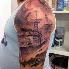 Most of us would just like to set sail on a magnificent ship, off to many new lands, just like the great explorers of the past. Realistic Mens Half Sleeve Navy Ship Tattoos Navy Tattoos Us Navy Tattoos Ship Tattoo