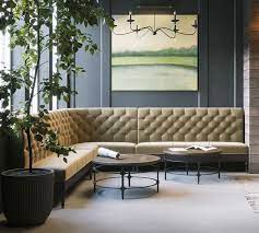 The first of its kind this banquette utilizes an all aluminum support frame allowing for full access to the rear of the back, creating a dual purpose system with luxury in the front and. Hayworth Upholstered Modular Banquette Upholstered Banquette Banquette Corner Banquette