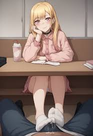 Marin Kitagawa under the table footjob - Rule 34 AI Art