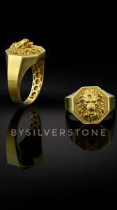 10k Solid Gold Lion Mens Ring Signet Lion Rings 18k Gold Etsy Mens Gold Jewelry Rings For Men Mens Gold Rings