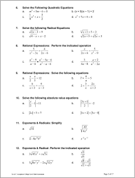Below are some of the different sets of questions available in the worksheet: Math Solver