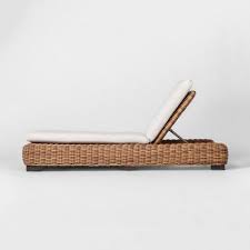 Eldridge Wicker Patio Chaise Lounge With Sunbrella Cushions Brown White Smith Hawken Patio Chaise Patio Chaise Lounge Sunbrella Cushions