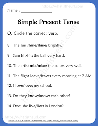 Now, at the moment, today, this morning, evening, afternoon etc. Simple Present Tense Worksheets For Grade 2 1 Your Home Teacher