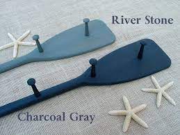 41 Quot 7 Peg Stained River Stone Gray Or Charcoal Gray Paddle Oar Coat Hat Rack Nautical Nursery De Gray Nautical Nursery Nautical Nursery Decor Lake Decor