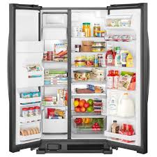Whirlpool's elegant new fridges have been carefully designed to complement contemporary australian kitchens. Whirlpool 25 Cu Ft Side By Side Refrigerator In Black Wrs325sdhb The Home Depot