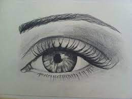 Follow my simple, detailed steps to draw a realistic eye in pencil. White Background Cool Eye Drawings Black Pencil Sketch Of Female Eye With Long Lashes Eyebrow Cool Eye Drawings Eye Drawing Really Cool Drawings