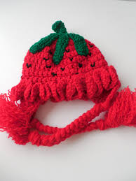 How adorable is this little raspberry? Strawberry Hat Ear Flap Hat Crochet Red Strawberry Hat Adult Fun Hat Handmade Crochet Made To Order