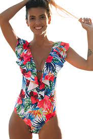 Sporlike Women One Piece Swimsuit V Neck Ruffle Bathing Suit Padded Monokini At Amazon Women Women S One Piece Swimsuits Tankini Swimsuits For Women Swimsuits