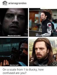 I Like In A Constant State Of Confusion So The Scale Is Beyond Bucky Marvel Funny Marvel Avengers Marvel Superheroes